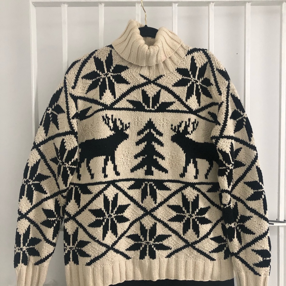 VNTG Ralph Lauren Turtleneck Reindeer Sweater